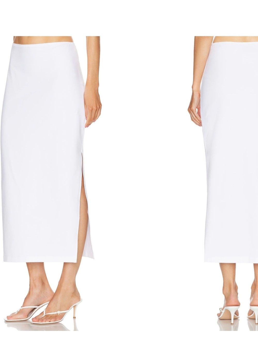Norma Kamali White Midi Skirt with Side Slit